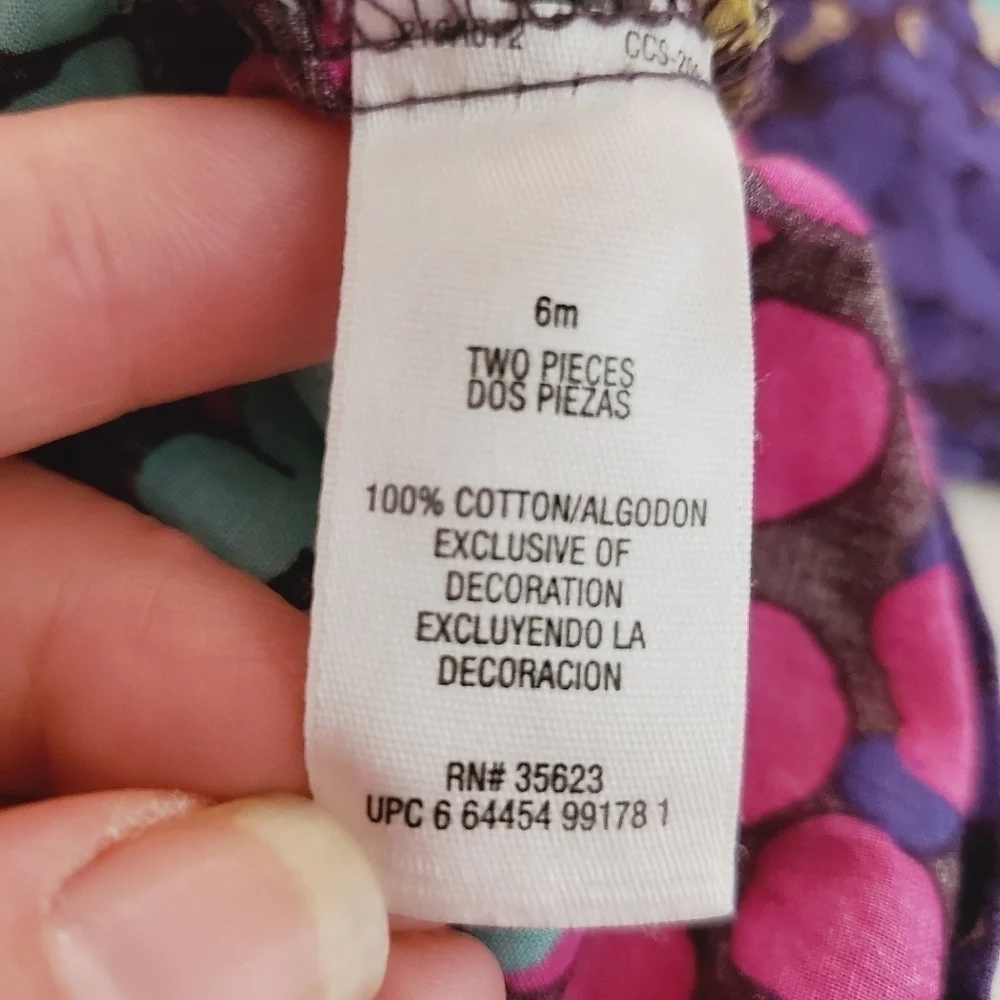 K1082 * Carter's Girls Abstract Floral Top Blue Pink Purple Size 6M
